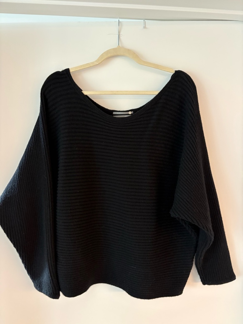 Anthropologie Black Ribbed Scoopneck Sweater